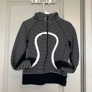 Lululemon scuba hoodie black & white stripes size 8